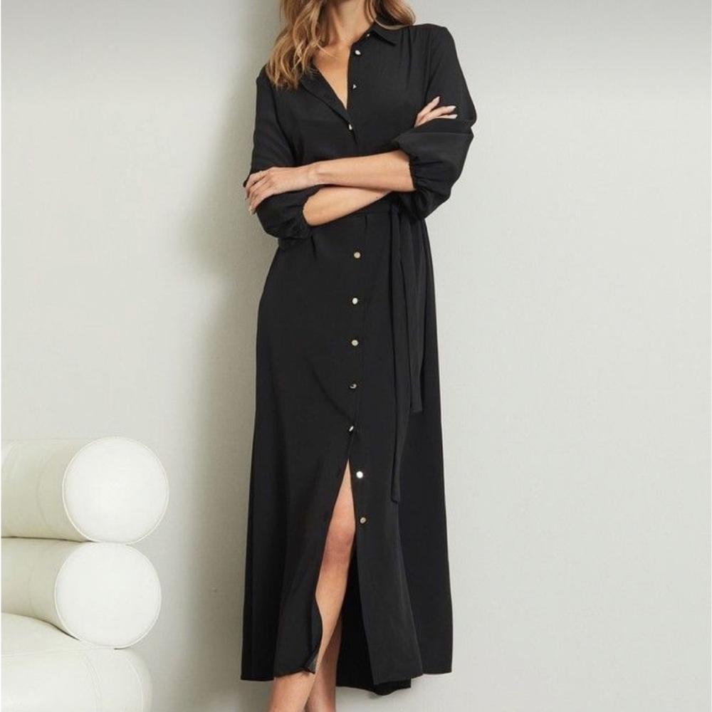 Vintage KIKO COMFORT CLOTHING Empire Waist Maxi Shirt Dress 100% Tencel Size S - Picture 16 of 16